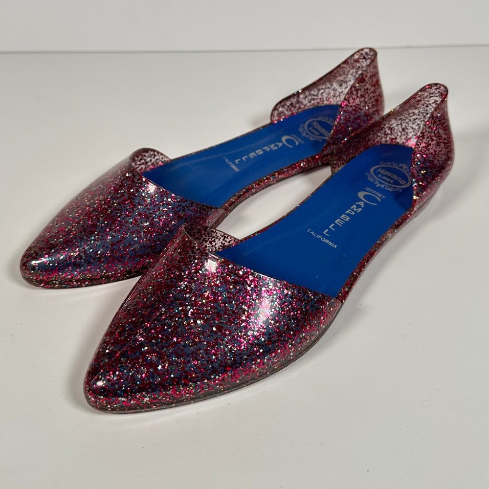 Jeffrey Campbell Jelly Love Pink Glitter Pointed Ballet Flat Shoe